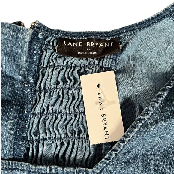 Lane Bryant Size 22 Denim Cropped Corset Tank Top Zip Back Stretch NWT Stretch - Picture 5 of 10